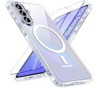 Hensinple Funda para Samsung A36 5G, Carcasa Magnética Galaxy A36 con Protector Pantalla de Vidrio Templado, Antigolpes Protección Grado Militar Espalda para Samsung Galaxy A36 5G (Trasparente)