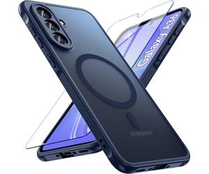 Hensinple Funda para Samsung Galaxy A36 5G, Carcasa Magnética con Cristal Templado, Antigolpes Protección Esmerilado Translúcido para Samsung Galaxy A36 5G (Azul)