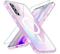 Hensinple Funda para Samsung Galaxy A56 5G, Carcasa Magnética con Cristal Templado, Antigolpes Protección Grado Militar Espalda Trasparente para Samsung Galaxy A56 5G (Transparente)