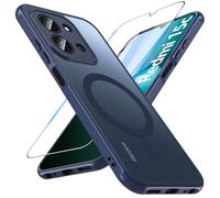 Hensinple Funda para Xiaomi Redmi 15C, Carcasa Magnética con Protector Pantalla de Vidrio Templado, Antigolpes Protección Grado Militar Espalda Mate Translúcido para Redmi 15C (Azul)