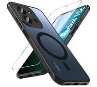 Hensinple Funda para Xiaomi Redmi 15C, Carcasa Magnética con Protector Pantalla de Vidrio Templado, Antigolpes Protección Grado Militar Espalda Mate Translúcido para Redmi 15C (Negro)