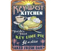 Henson Key West Kitchen Key Lime Pie Vintage Tin Sign Logo 12 * 8 Inches Advertising Eye-Catching Wall Decoration