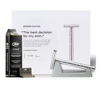 Henson Shaving - Afeitadora de seguridad AL13 + soporte de aluminio + 100 cuchillas RK - Regalo elegante y duradero, estuche de afeitar Henson Shaving - Afeitadora de seguridad AL13 + soporte de