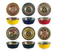 Henten Home Ensaladeras, 6 Cuencos de Cerámica Colorida - 750ml, Cuencos y Cuencos para Muesli | Pasta | Ensalada | Sopa | Copos de maíz | Servicio de desayuno, cena estilo bohemio - multicolor
