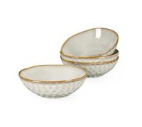 Henten Home Plato de Porcelana Hueca, Poke Bowl / 4 Piece Soup Bowl - 800ml, Cuencos de cereales hechos a mano, Servicios de mesa de estilo retro beige