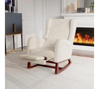 Henunem Mecedora, silla de lactancia, mecedora con reposapiés y bolsillo lateral, silla de lactancia, cómoda silla de lectura con reposabrazos, silla acolchada para salón o dormitorio (tela de nubuck