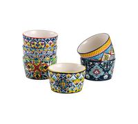 HENXFEN LEAD Creme Brulee Schälchen 120 ml, juego de 6 moldes para soufflé de porcelana, mini moldes para hornear de colores para deliciosas carnes especiadas, ragú fin y pudín - estilo bohemio