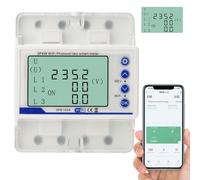 HENYEER TUYA WiFi Disyuntor Inteligente Trifásico 4 Cables, Medidor de Electricidad Fotovoltaico 100A 380V LCD Digital, Corriente Trifásico Riel Inteligente