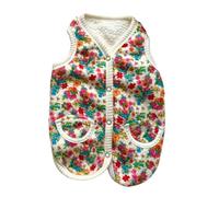 HENYGEN Abrigo para perro con estampado floral festivo, chaleco grueso acolchado de poliéster con forro suave para gatos y razas pequeñas, ropa de invierno para perros, chaquetas acolchadas florales