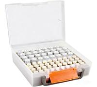 HENYGEN Caja de batería multiusos para 32 pilas AA y 40 celdas pequeñas. Cuenta con cubierta transparente y cierre reforzado. Caja de almacenamiento permanente de batería