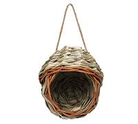 HENYGEN Casa de hierba tejida a mano, nido de paja, fibra natural para incubar cría, suministros de jardín, tejido a mano, jardín al aire libre, césped natural, casa colgante