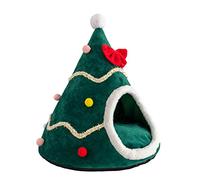 HENYGEN Casa de perro con árbol de Navidad, acogedora cama para mascotas, tienda de campaña para mascotas con cojín extraíble para perros, gatos, camas para perros grandes