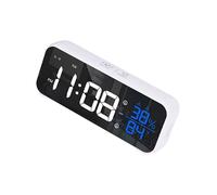 HENYGEN Elegante reloj despertador LED recargable con batería de 1200 mAh con función de control de voz para estudiantes y reloj profesional de dormitorio recargable