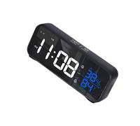 HENYGEN Elegante reloj despertador LED recargable con batería de 1200 mAh con función de control de voz para estudiantes y reloj profesional de dormitorio recargable