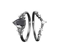 HENYGEN Elegantes anillos de flores de circonita cúbica negra, elegantes anillos de aleación, varios tamaños, cómodos de llevar, ajustables, negros, One Size, como se describe, como se describe