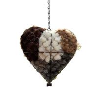 HENYGEN Nido de hierro en forma de corazón para pájaros, rellenable, para jardín, patio, decoración artística, fibras de anidación de algodón para pájaros silvestres, nido de vida silvestre de