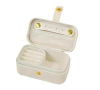 HENYGEN Soporte compacto de cuero para joyas con tapa abierta abatible y caja de almacenamiento divisores, perfecto para viajes o uso doméstico, joyero con compartimentos
