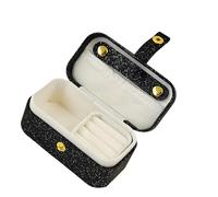HENYGEN Soporte compacto de cuero para joyas con tapa abierta abatible y caja de almacenamiento divisores, perfecto para viajes o uso doméstico, joyero con compartimentos
