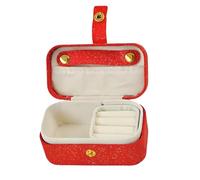 HENYGEN Soporte compacto de cuero para joyas con tapa abierta abatible y caja de almacenamiento divisores, perfecto para viajes o uso doméstico, joyero con compartimentos