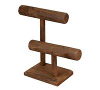 HENYGEN Soporte de madera para exhibición, estilo vintage, organizadores de joyas con doble nivel para pulseras y más soporte de reloj