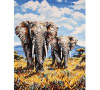 Henypt 11CT Bordar Kit Principiantes,Animales africanos elefantes Kits De Punto De Cruz Patrones Fáciles,Suministros De Punto De Cruz,Para Regalos De Principiantes,30x40cm