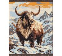 Henypt 11CT Bordar Kit Principiantes,animales bisonte Kits De Punto De Cruz Patrones Fáciles,Suministros De Punto De Cruz,Para Regalos De Principiantes,40x50cm