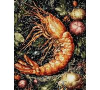 Henypt 11CT Bordar Kit Principiantes,animales camarones Kits De Punto De Cruz Patrones Fáciles,Suministros De Punto De Cruz,Para Regalos De Principiantes,40x50cm