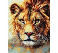 Henypt 11CT Bordar Kit Principiantes,Animales leones Kits De Punto De Cruz Patrones Fáciles,Suministros De Punto De Cruz,Para Regalos De Principiantes,40x50cm