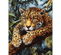 Henypt 11CT Bordar Kit Principiantes,Animales leopardo Kits De Punto De Cruz Patrones Fáciles,Suministros De Punto De Cruz,Para Regalos De Principiantes,40x50cm