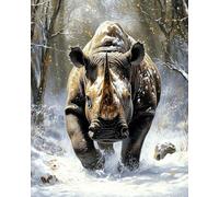 Henypt 11CT Bordar Kit Principiantes,animales rinocerontes Kits De Punto De Cruz Patrones Fáciles,Suministros De Punto De Cruz,Para Regalos De Principiantes,40x50cm