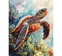 Henypt 11CT Bordar Kit Principiantes,Animales, tortugas marinas Kits De Punto De Cruz Patrones Fáciles,Suministros De Punto De Cruz,Para Regalos De Principiantes,40x50cm