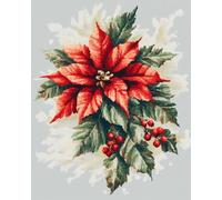 Henypt 11CT Bordar Kit Principiantes,flor de Pascua Kits De Punto De Cruz Patrones Fáciles,Suministros De Punto De Cruz,Para Regalos De Principiantes,30x40cm