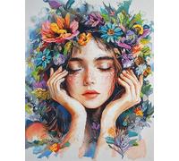 Henypt 11CT Bordar Kit Principiantes,Niña rodeada de mariposas Kits De Punto De Cruz Patrones Fáciles,Suministros De Punto De Cruz,Para Regalos De Principiantes,30x40cm