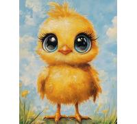 Henypt 11CT Bordar Kit Principiantes,Un pollito adorable con ojos grandes. Kits De Punto De Cruz Patrones Fáciles,Suministros De Punto De Cruz,Para Regalos De Principiantes,30x40cm