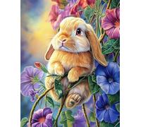 Henypt 11Ct Kit Punto A Croce Timbrato Conejo Holland Lop Fai-Da-Te Ricamo Linea Completa Di Kit Iniziali Per Ricamo Prestampato Per Principianti