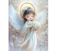 Henypt 11Ct Kits De Bordado Punto Cruz Gama Completa De Kits De Inicio De Bordado Angelito Con Ramo Estampado Castillo Manualidades Suministros De Punto De Cruz Costura