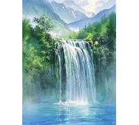 Henypt 14CT Kit De Punto De Cruz Para Adultos Principiantes Paisaje De Cascada En Acuarela Bordado En Cruz Completo Con Hilo Y Tela Impreso Para Adultos Niños Principiantes 60x80cm