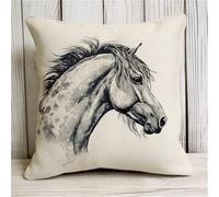Henypt 9CT Cojines De Punto De Cruz Diy Caballos Animales Kits De Punto De Cruz De Bordado Diy，Kit De Almohadas De Costura，Decoración Del Hogar 50x50cm