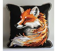 Henypt 9CT Kit De Cojines De Bordado En Cruz Animal Zorro De Anime Kit Punto De Cruz Con Hilos Y Tela Kits De Bordado Diy，Almohadas De Costura，Decoración Del Hogar 45x45cm