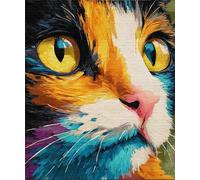 Henypt Diy Kits De Bordado Punto Cruz, Cara De Gato Colorida 11Ct Cross Stitch Kit De Herramienta De Puntada Cruzada Contada A Mano