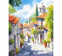 Henypt Diy Kits De Bordado Punto Cruz, Hermoso Pueblito Diy 11Ct Cross Stitch Kit De Herramienta De Puntada Cruzada Contada A Mano