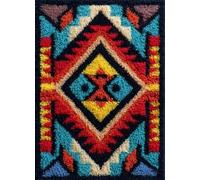 Henypt Juego de alfombras con Gancho de pestillo,Tienda de campaña de los nativos americanos 52x38cm Alfombra Anudada de hilo de lona preimpresa,manualidades para adultos y principiantes