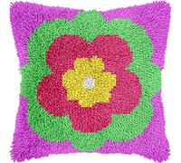 Henypt Kit De Almohada De Gancho De Pestillo,Flores Sencillas 43X43Cm Kit De Cojines Pequeños, Kit De Fundas Para Cojines,Lienzo De Color Preimpreso