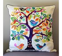 Henypt Kit de Almohadas de Punto de Cruz Árbol Kit de Cojines Bordados 45X45cm Kits de Bordado con Hilos y Aguja Completos Pre-Impresa DIY Kit de Manualidades Decorativa para Principiantes