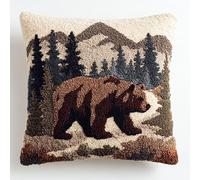 Henypt Kit de Cojín con Gancho de Pestillo,Oso pardo del bosque,Kit Gancho de Pestillo 17x17Inch,Bordado de Bricolaje Funda de Cojín para Principiantes,Adultos