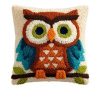 Henypt Kit de Cojín de Gancho con Cierre, Búho animal Cojín Del Kit Del Gancho Del Pestillo,Kits De Ganchos De Ganchillo, 43x43cm