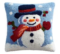 Henypt Kit de Cojín de Gancho con Cierre, Muñeco de nieve de dibujos animados Cojín Del Kit Del Gancho Del Pestillo,Kits De Ganchos De Ganchillo, 43x43cm