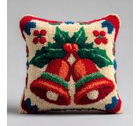 Henypt Kit de gancho de cierre para bricolaje, campanas de Navidad funda de almohada,bordado de alfombra,funda de cojín para sofá,kits de manualidades de,43x43cm