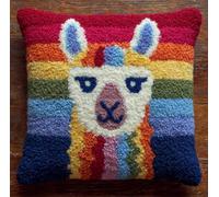 Henypt Kit de gancho de pestillo,Lindas alpacas impresa DIY kits de fabricación de alfombras cojín,Latch Hook Pillowcase Kits,43x43cm