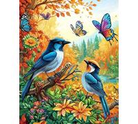 Henypt Kit De Punto De Cruz Hermosas Aves Y Mariposas Flores 50X70Cm Para Niños O Adultos Principiantes, Kits De Punto De Cruz Para Bordado, No Nulo, Como Se Muestra En La Imagen, 11Ct